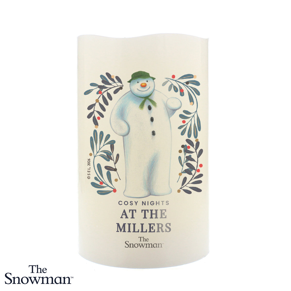 Personalised The Snowman Botanical LED Candle