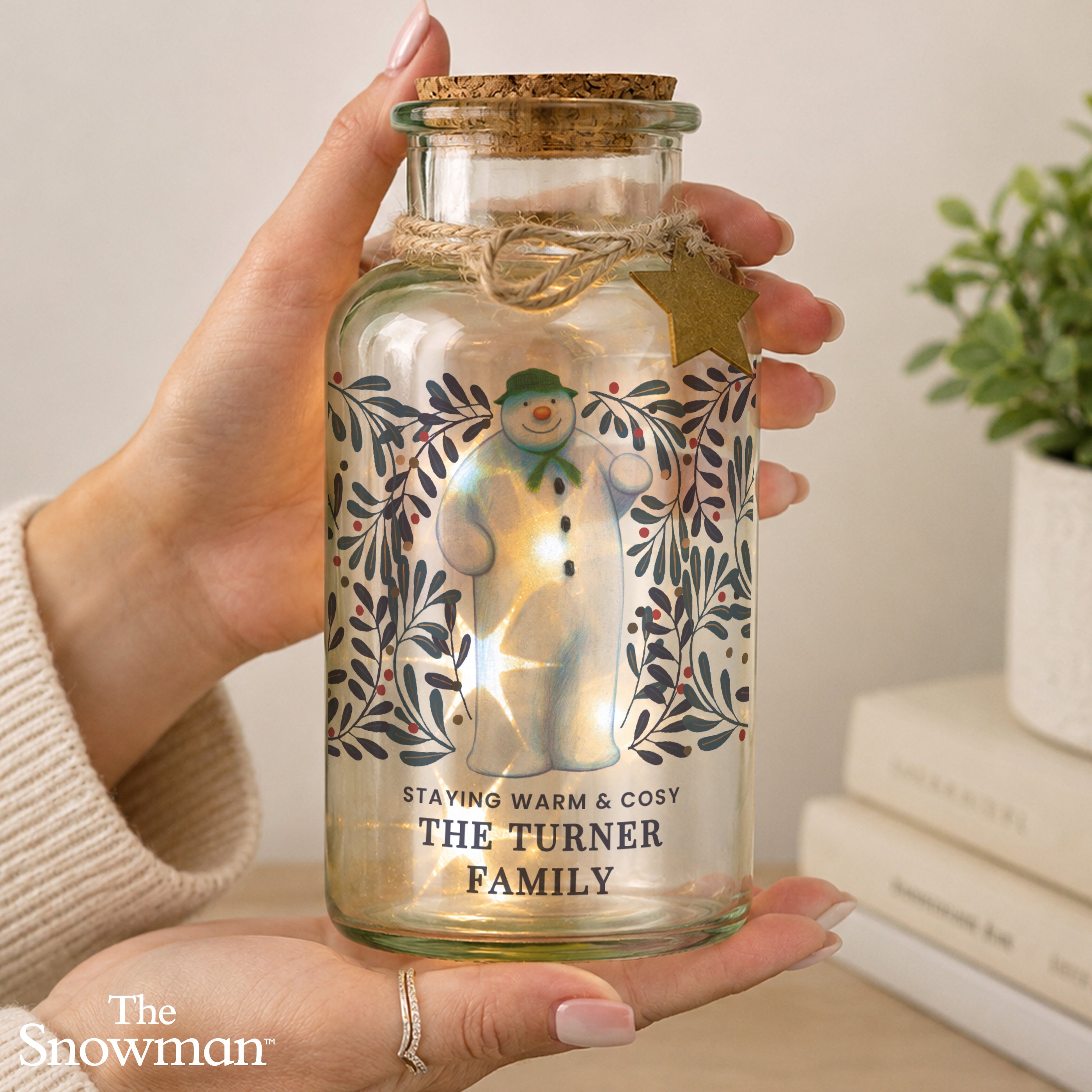 Personalised The Snowman Botanical LED Jar