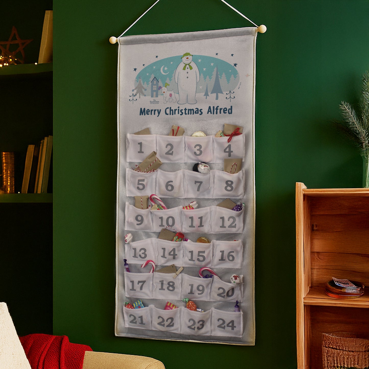 Personalised The Snowman and the Snowdog Advent Calendar In Silver Grey