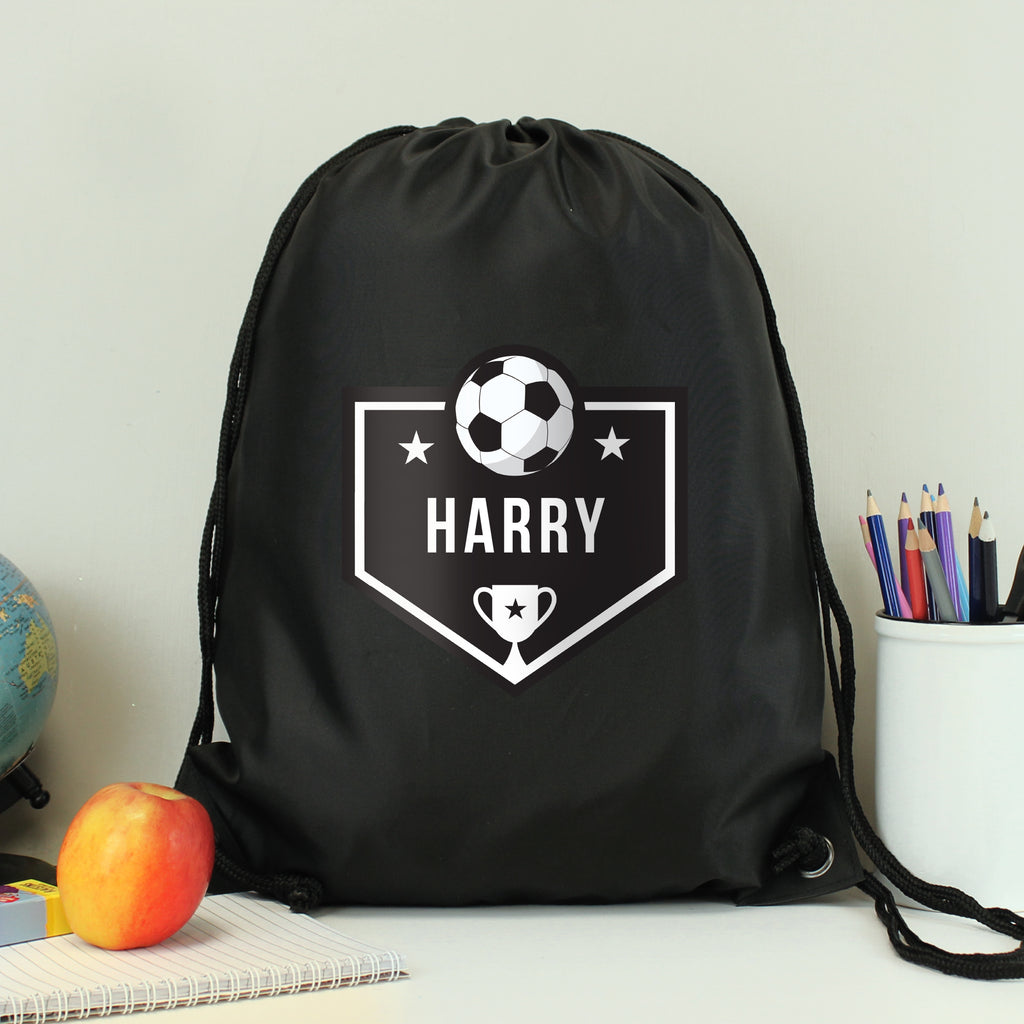 Personalised Football Banner Black Kit Bag
