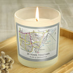 Personalised Present Day Map Compass Scented Jar Candle