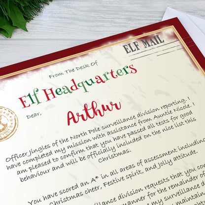 Personalised Elf Surveillance Christmas Letter