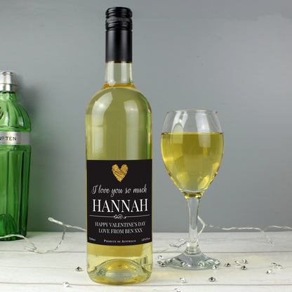 Personalised Heart White Wine