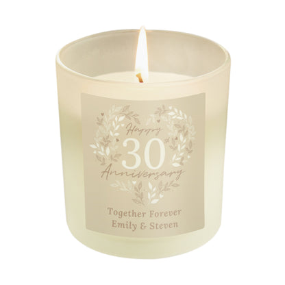 Personalised 30th Pearl Wedding Anniversary Candle Jar