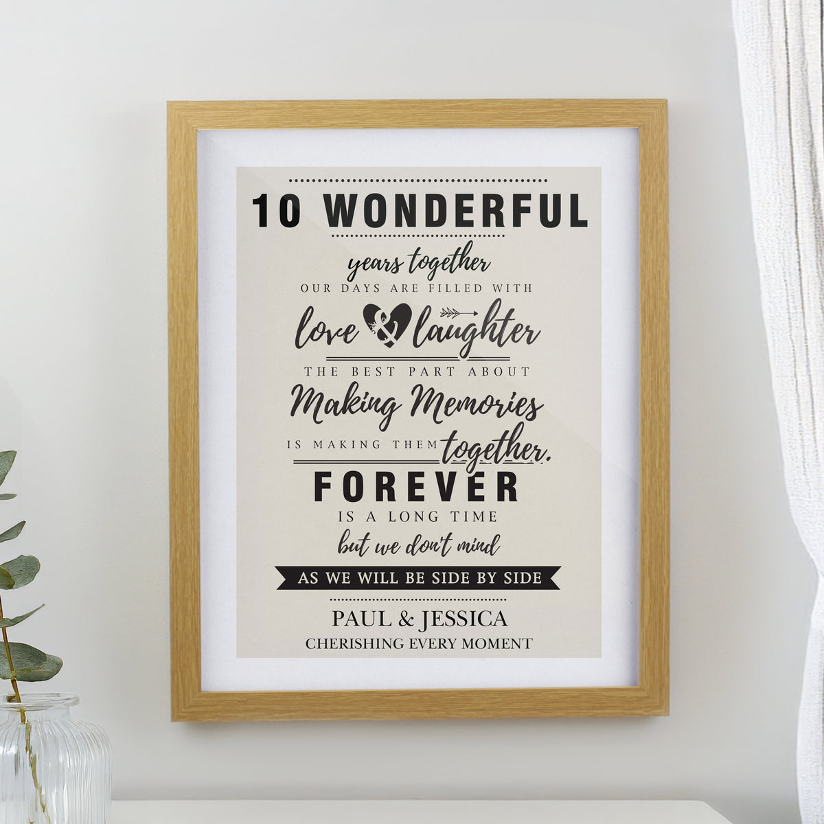 Personalised Anniversary Oak Poster Frame