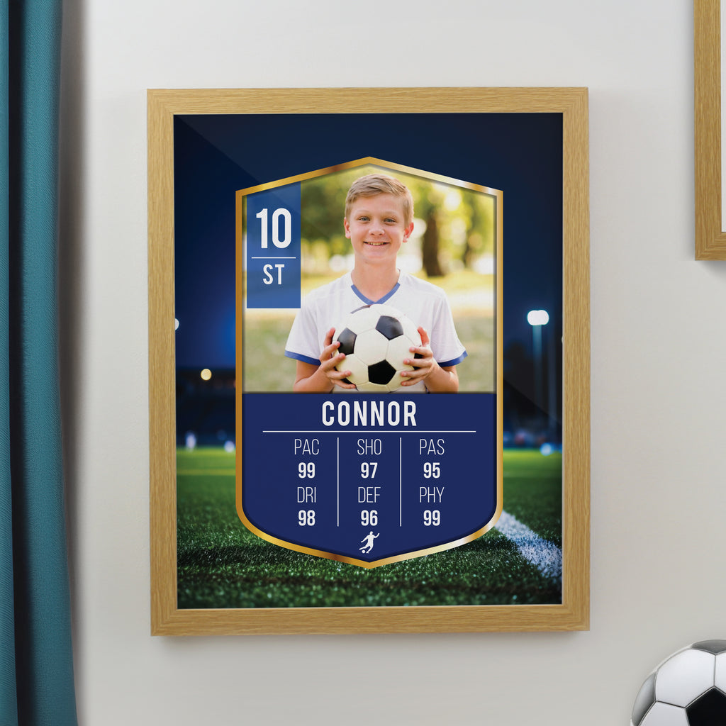 Personalised Photo Upload Football Card Football Oak Poster Frame