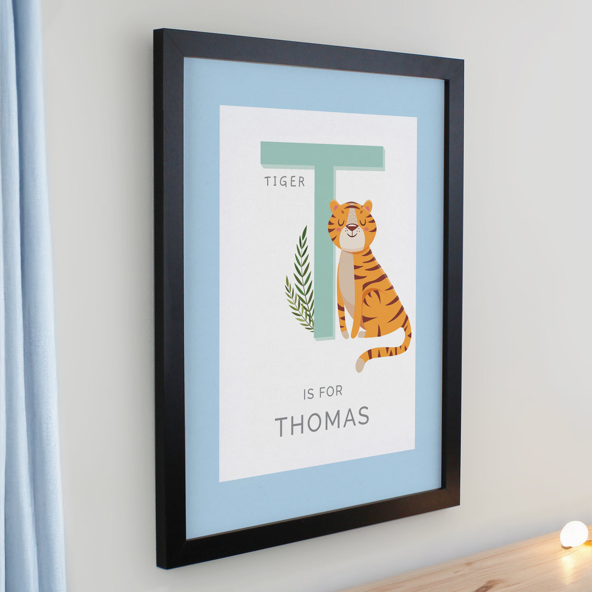 Personalised Animal Alphabet Black Poster Frame