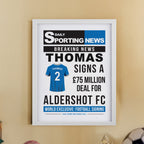 Personalised Football News White Poster Frame