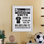 Personalised Football News White Poster Frame