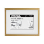 Personalised Football Ticket Oak Poster Frame