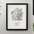 Personalised Present Day Map Home Black Poster Frame