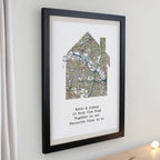 Personalised Present Day Map Home Black Poster Frame