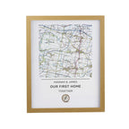 Personalised Present Day Map Compass Oak Poster Frame
