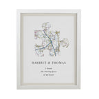 Personalised Present Day Map Puzzle Piece White Poster Frame