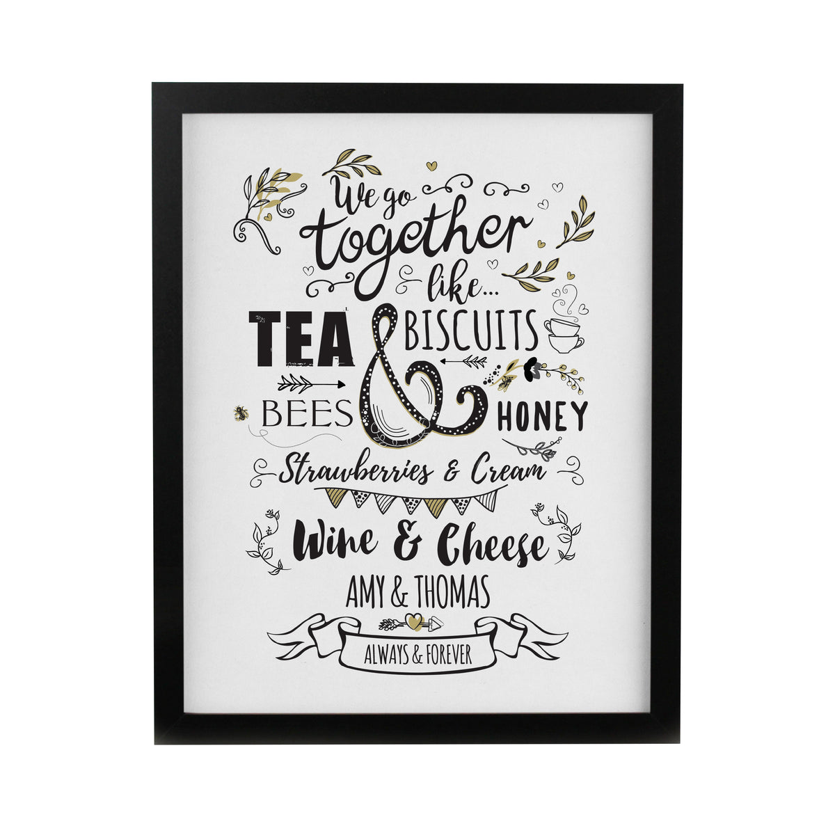 Personalised We go Together Black Poster Frame