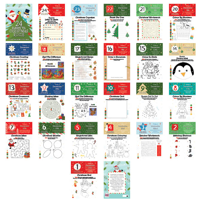 Personalised 24 Sleeps Christmas Activity Advent Calendar