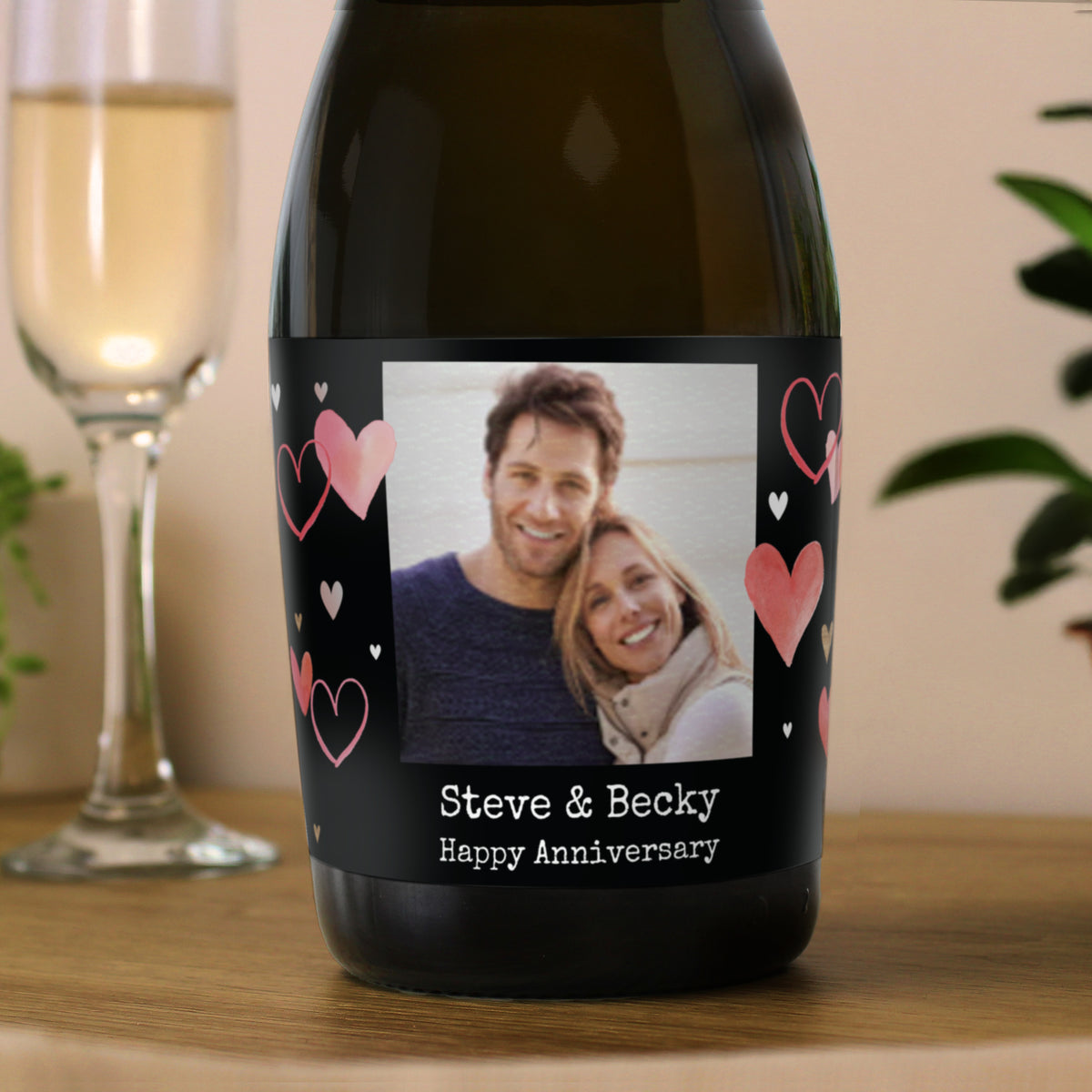 Personalised Photo Upload Heart Prosecco