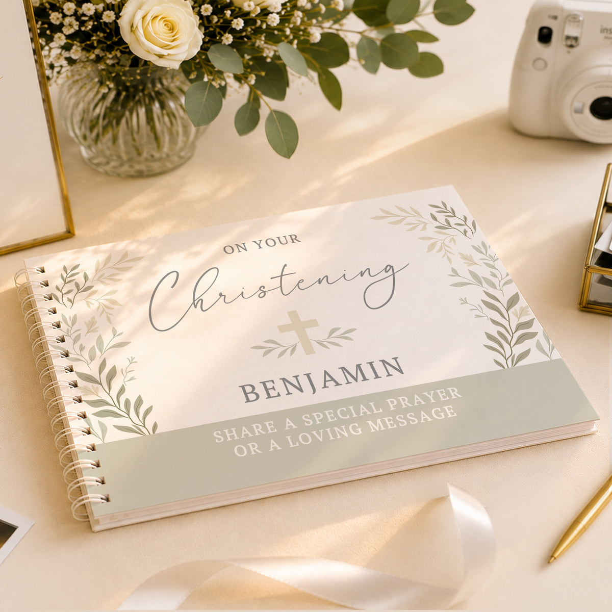 Personalised Religious Cross Guest Book