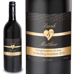 Personalised Couples Heart Red Wine- Black Design
