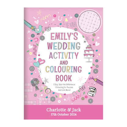 Personalised Pink A4 Wedding Activity & Colouring Book