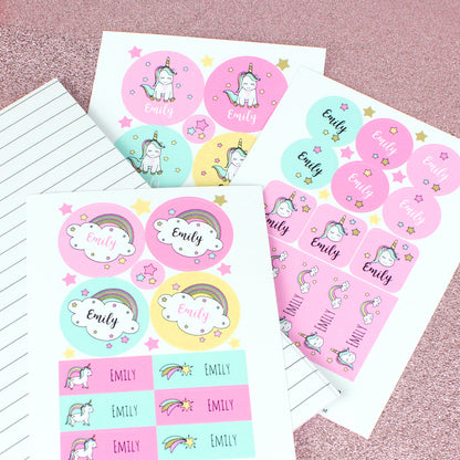 Personalised Baby Unicorn Sticker Set