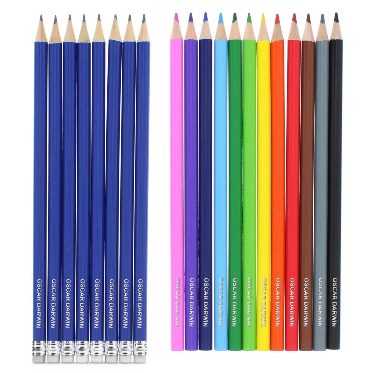 Personalised Pack of 20 HB Pencils & Colouring Pencils