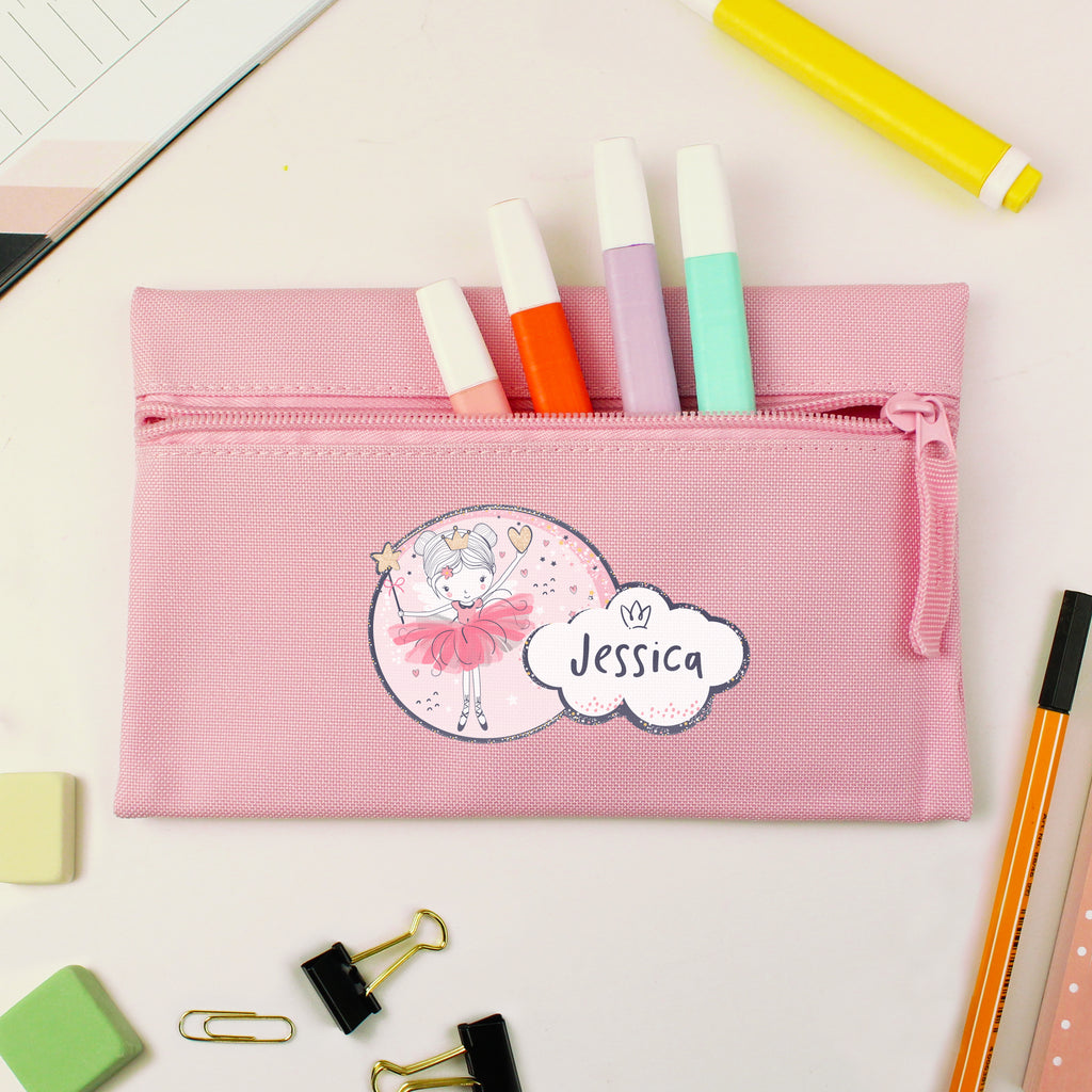 Personalised Princess Ballerina Pink Pencil Case