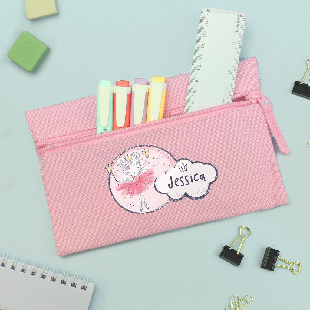 Personalised Princess Ballerina Pink Pencil Case