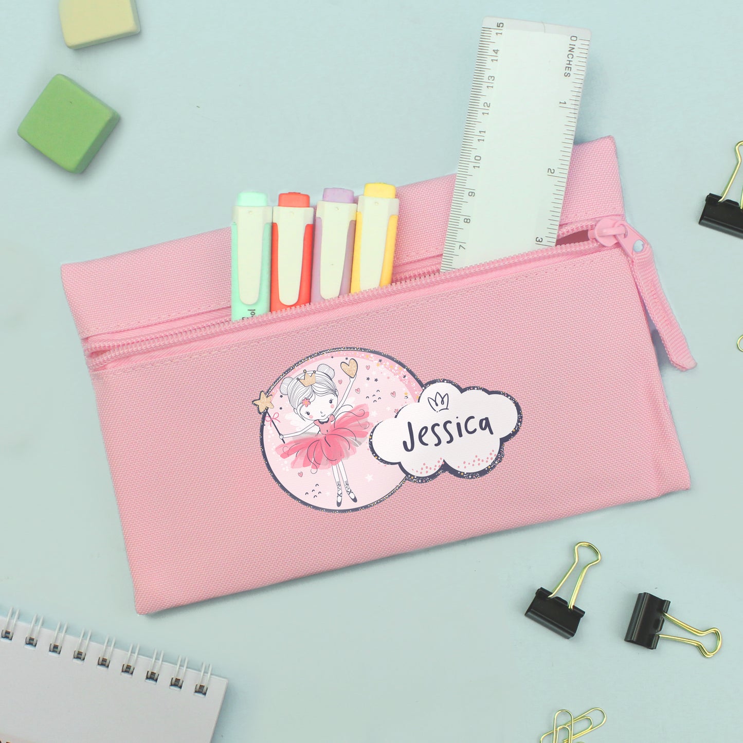 Personalised Princess Ballerina Pink Pencil Case