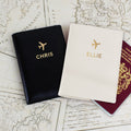 Personalised Gold Name Leather Passport Holders Set
