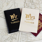 Personalised Mr & Mrs Leather Passport Holders Set