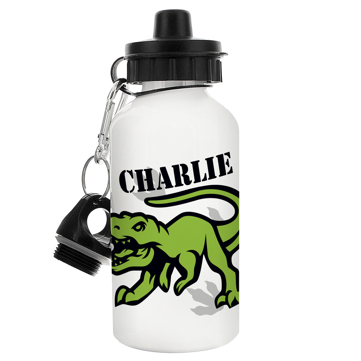 Personalised Dinosaur White Drinks Bottle