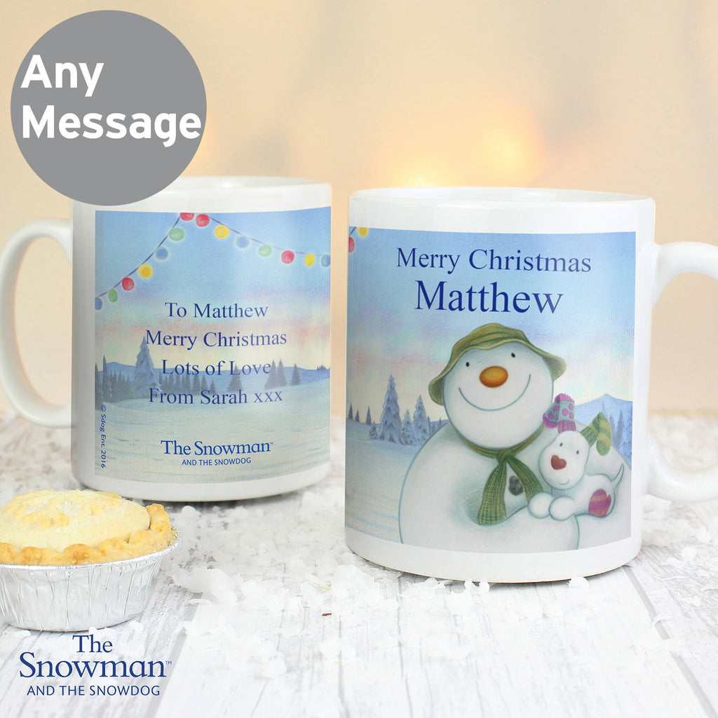 Personalised Traditional The Snowman and the Snowdog Mug