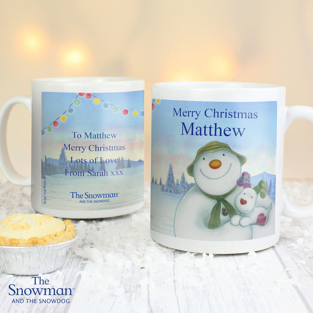 Personalised Traditional The Snowman and the Snowdog Mug
