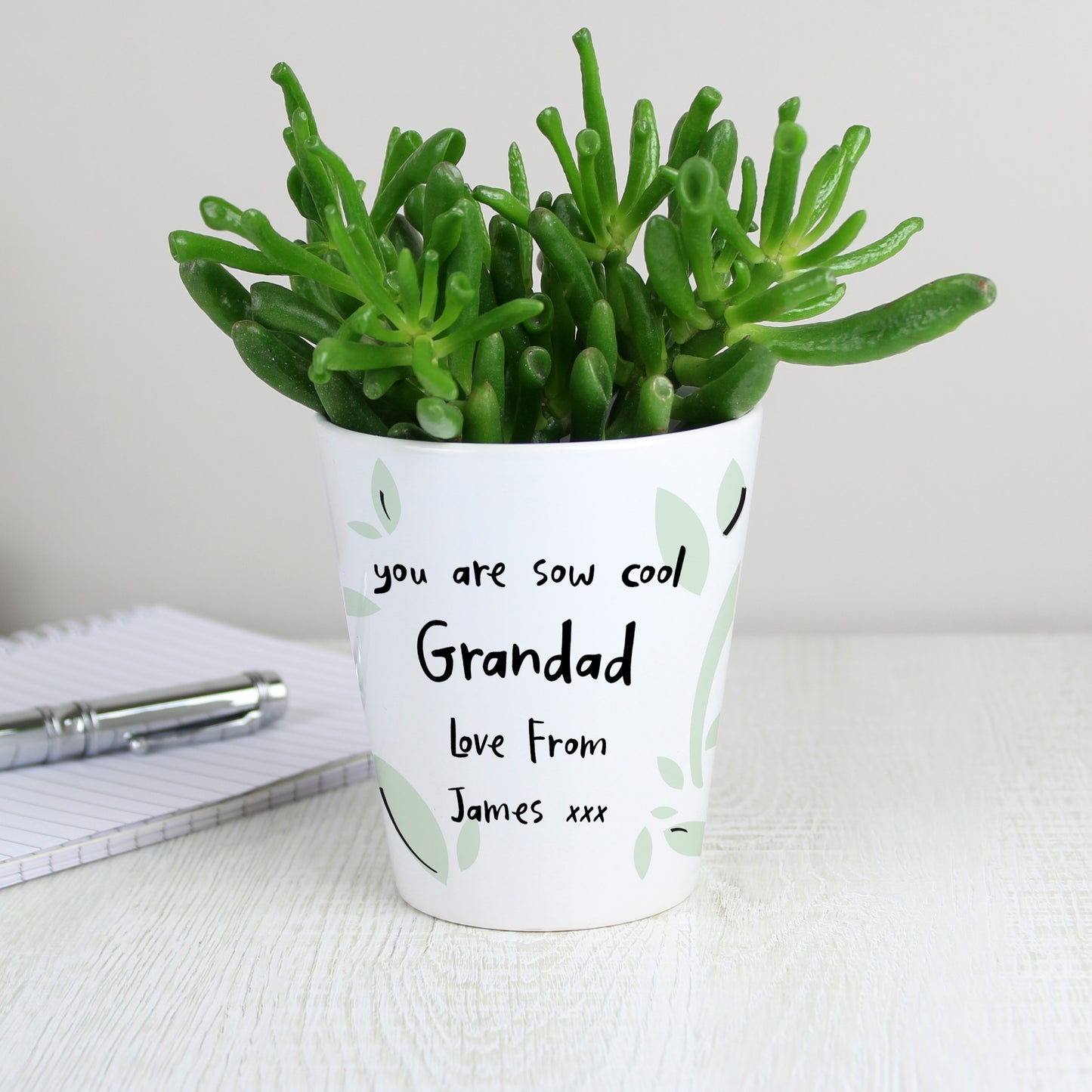 Personalised Free Text Botanical Plant Pot