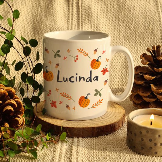 Personalised Pumpkin Mug – Custom Name & Message Gift