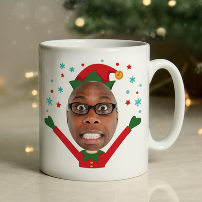 Personalised Photo Upload Christmas Elf Mug