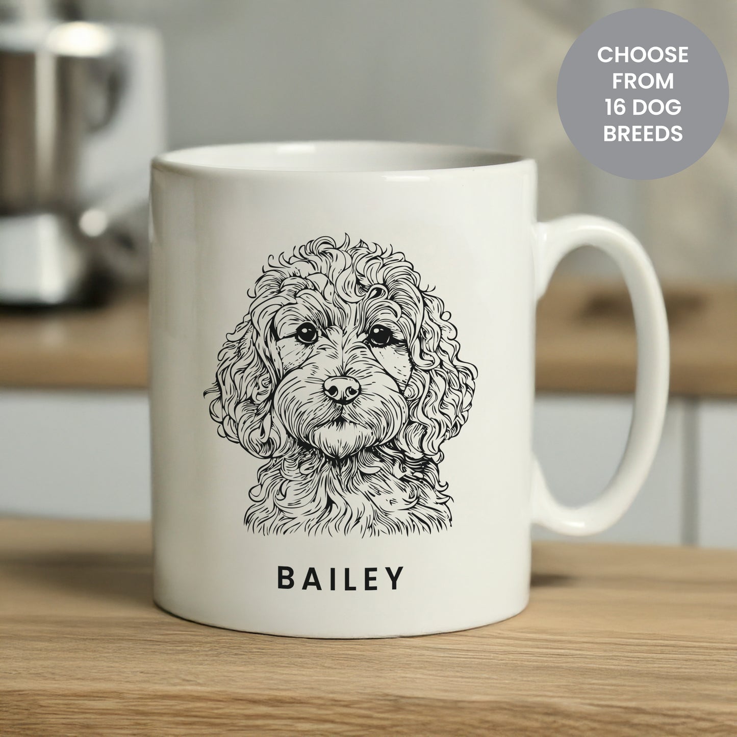 Personalised Dog Mug – Choose from 16 Dog Breeds | Custom Name & Message
