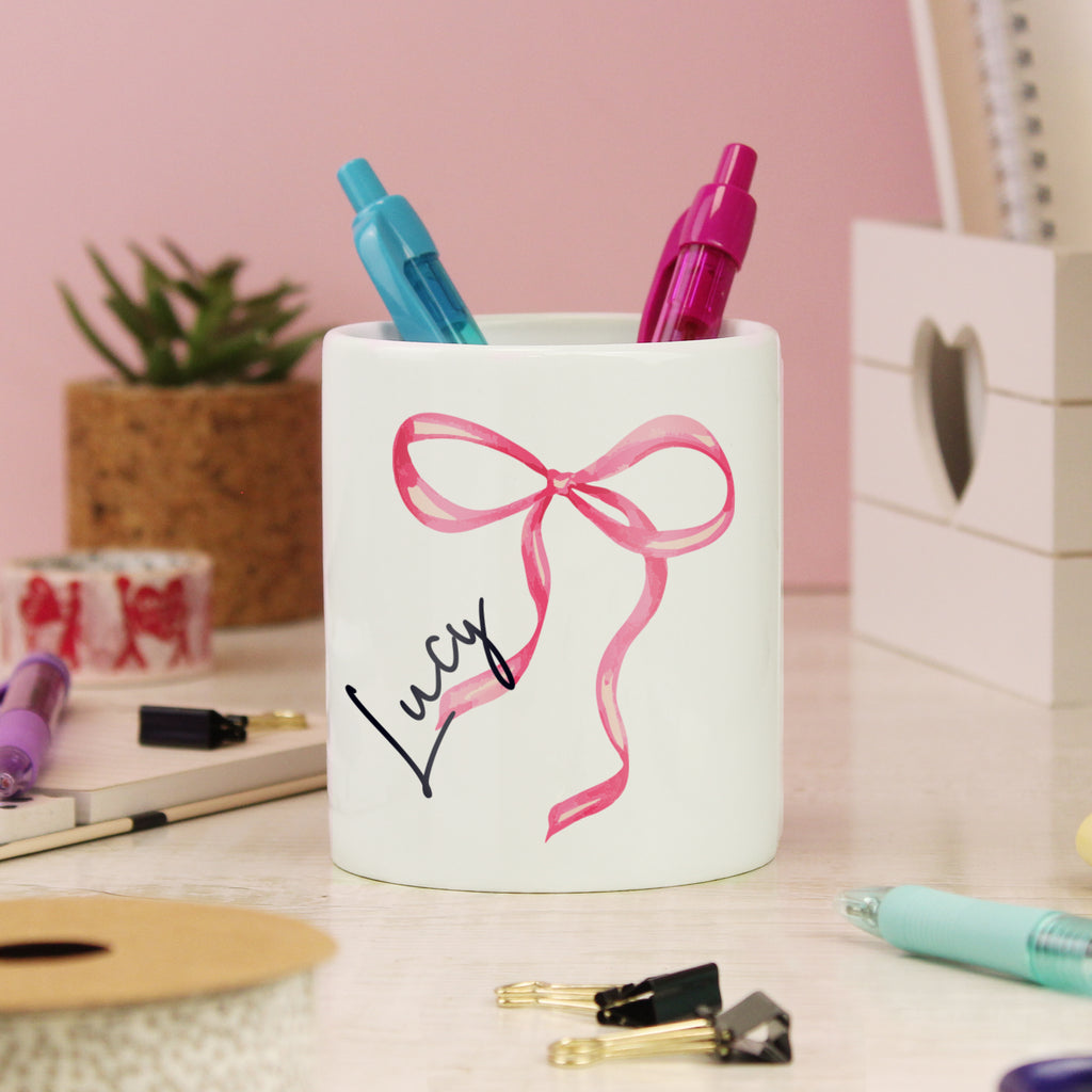 Personalised Bow Make Up Brush Holder