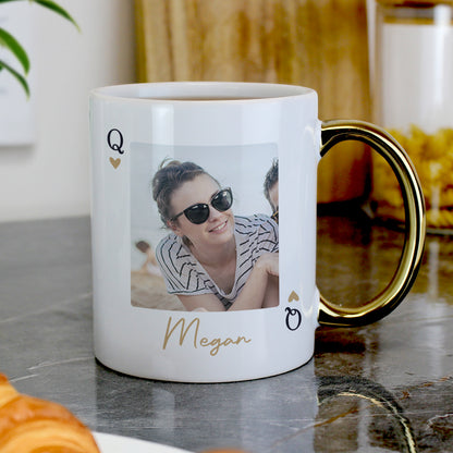 Personalised Photo Upload Queen Gold Handle Mug