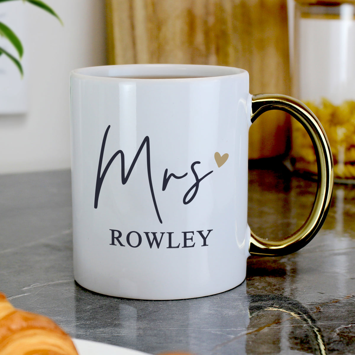 Personalised Mrs Gold Handle Mug