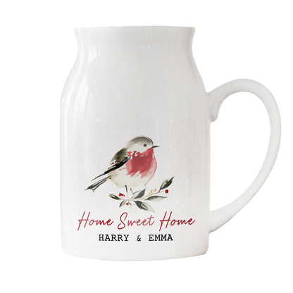 Personalised Christmas Robin Ceramic Jug Vase