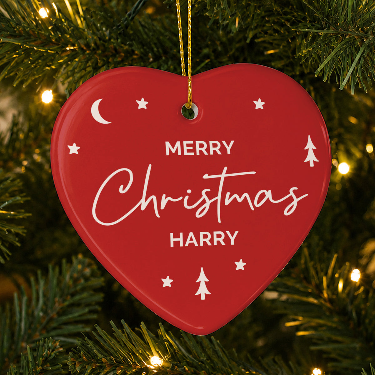 Personalised Red Christmas Ceramic Heart Decoration