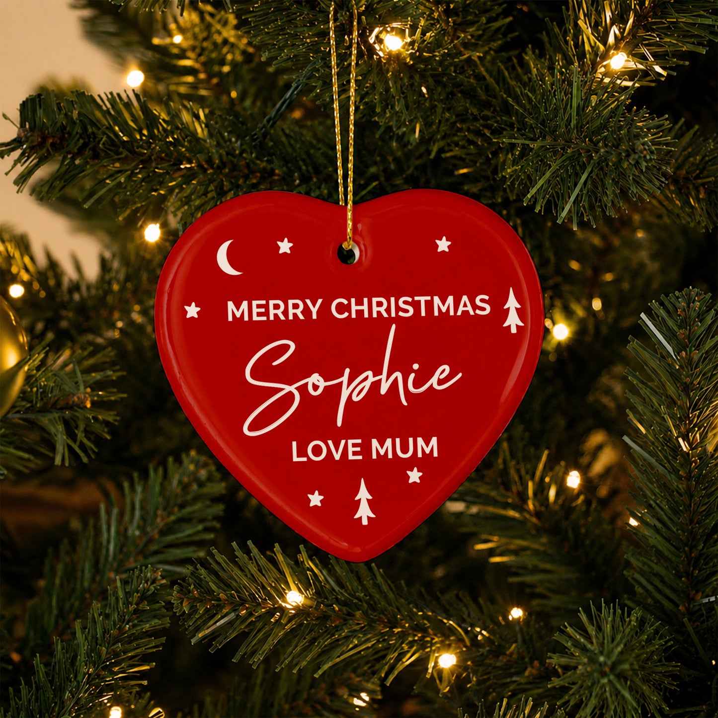 Personalised Red Christmas Ceramic Heart Decoration