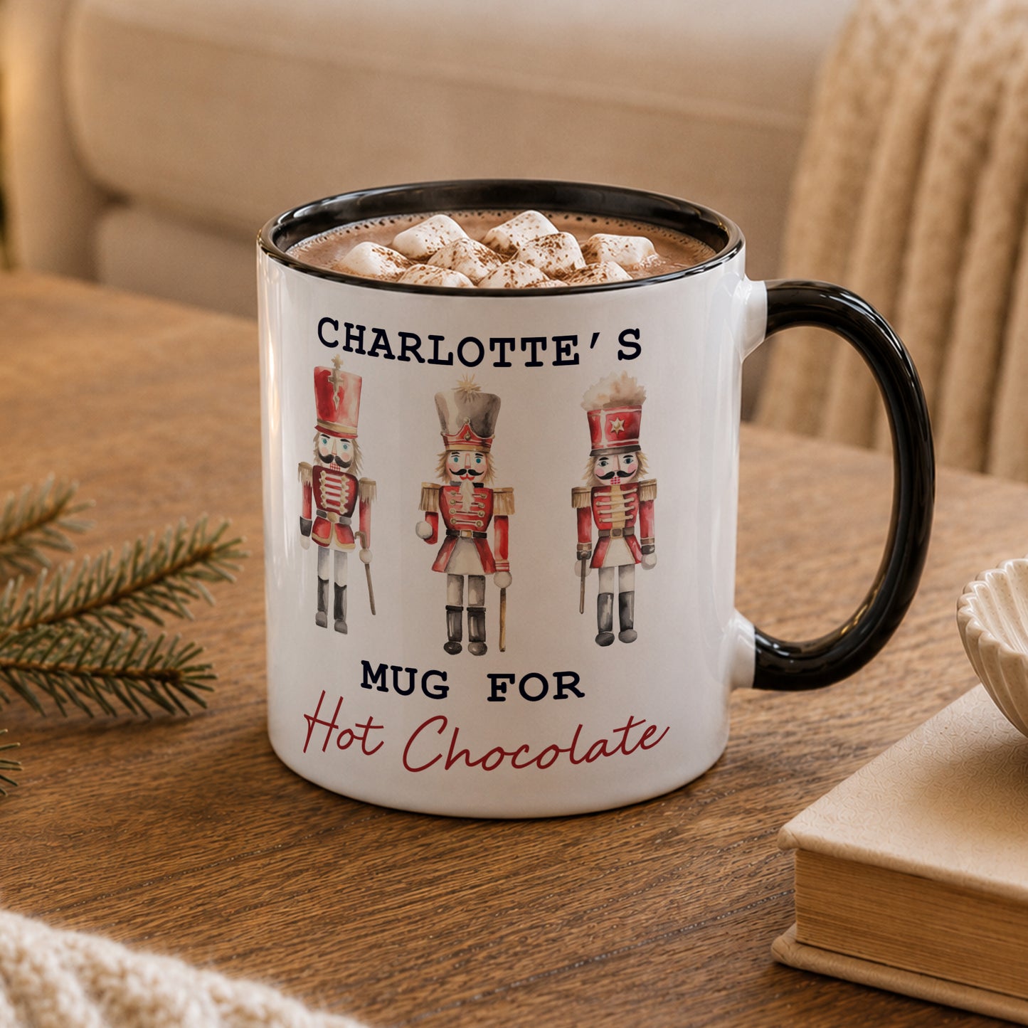 Personalised Nutcracker Black Handle Mug