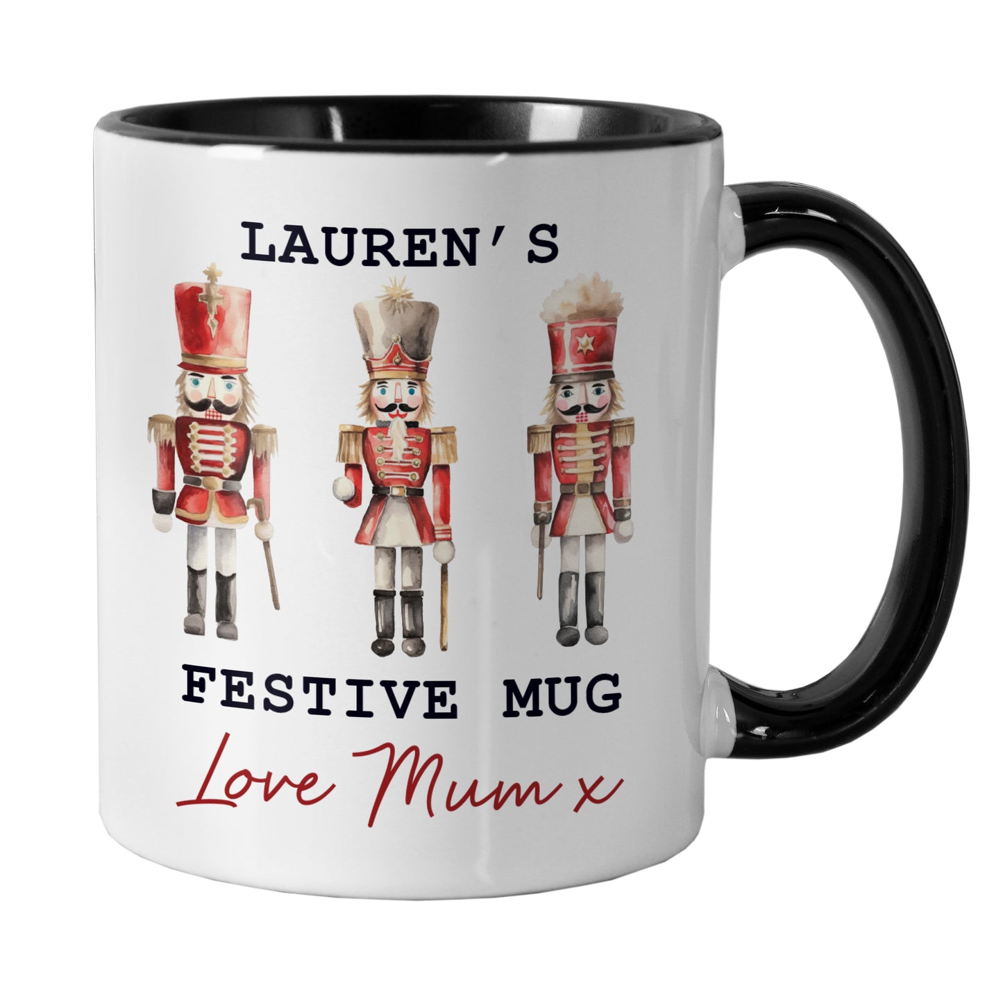 Personalised Nutcracker Black Handle Mug