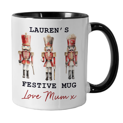 Personalised Nutcracker Black Handle Mug