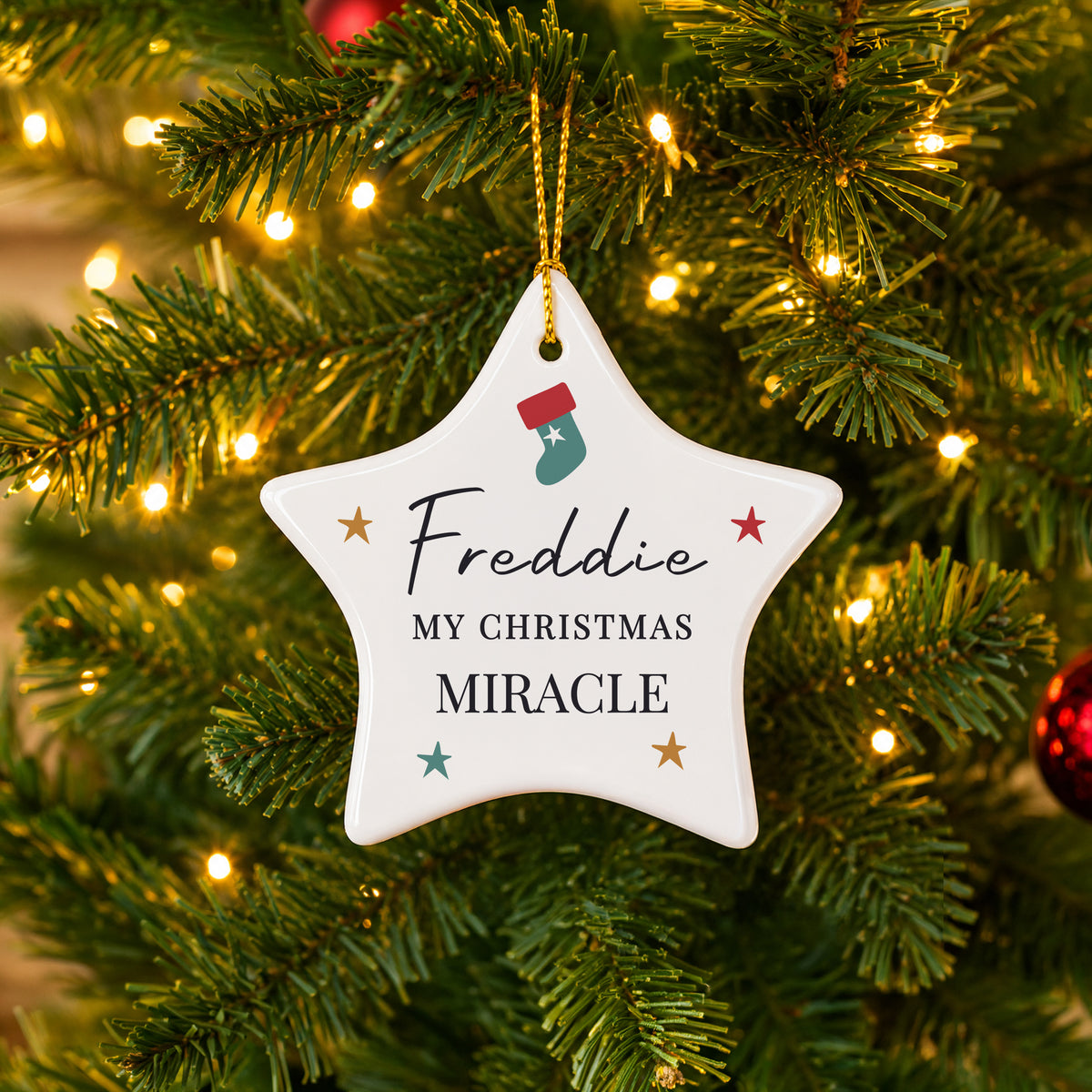 Personalised Christmas Ceramic Star Decoration