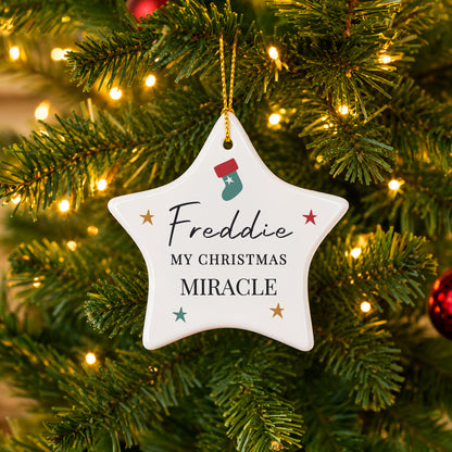 Personalised Christmas Ceramic Star Decoration