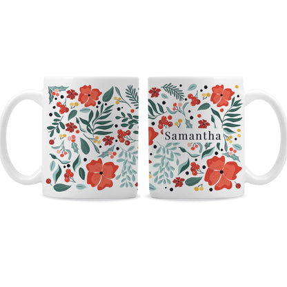 Personalised Poinsettia Pattern Mug